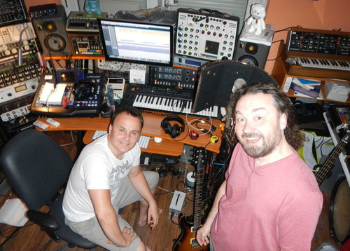 I (left) and Max Leonov (right) were caught malicious paparazzi for recording a new album in my studio Dutch. Beginning of July 2012. On the street 22 degrees in the studio 32.